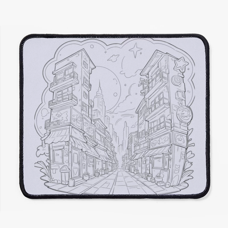 Urban Fantasy Street Scene Mouse Pad