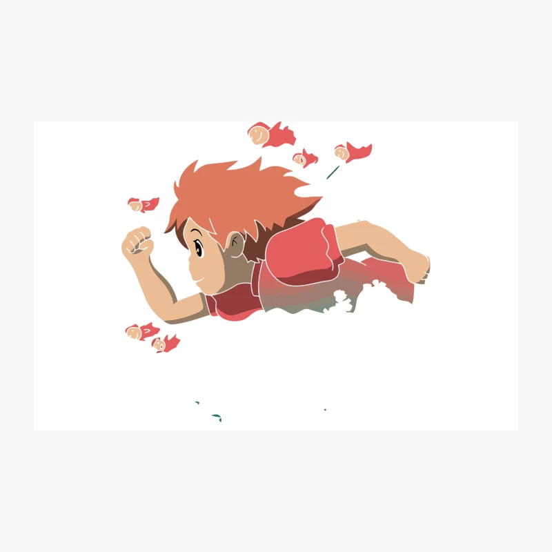 Floating Anime Boy with Red Fish Travel Mug