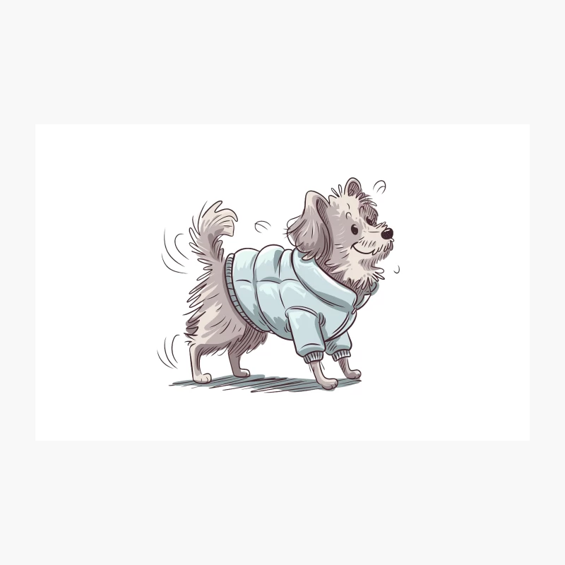 Cute Cartoon Dog Shaking in Light Blue Sweater Travel Mug