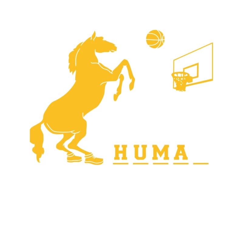 Yellow Horse and Basketball Sports Logo Tapestry