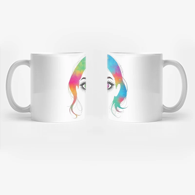 Artistic Rainbow Portrait with Heterochromatic Eyes Coffee Mug