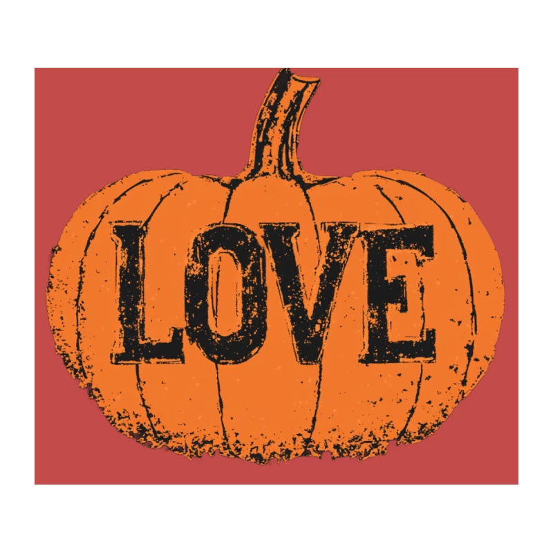 Love-Inscribed Orange Pumpkin: A Seasonal Halloween Typography Tapestry