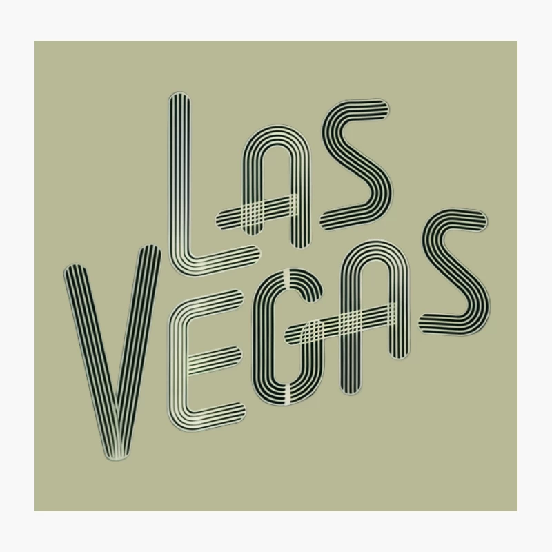 Striped Green Typography: Las Vegas Text Design Throw Pillow