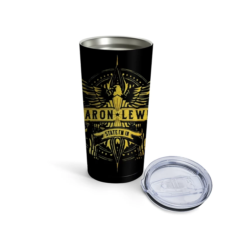 Aaron Lewis State I'm In - Golden Wings Logo Design Travel Mug