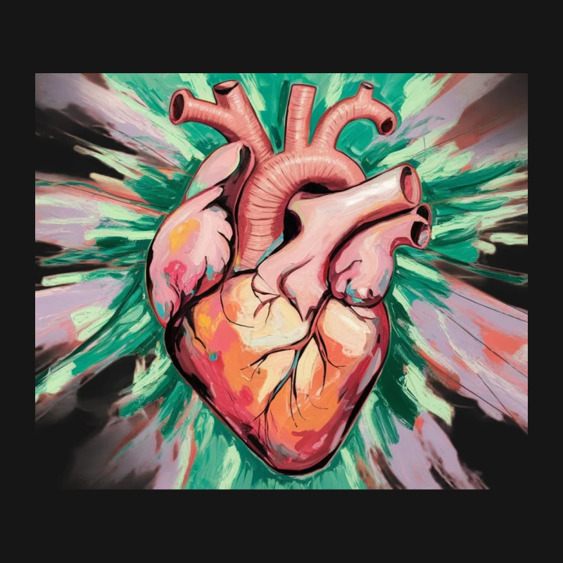 Vibrant Artistic Illustration of Anatomical Heart Mouse Pad