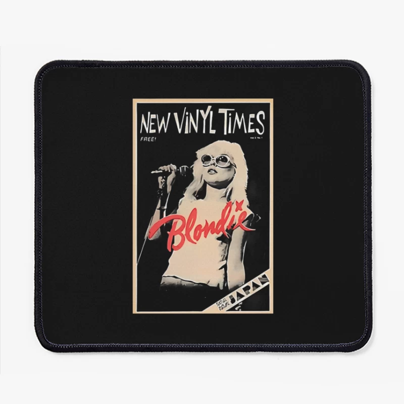 Vintage New Vinyl Times Magazine Cover Featuring Blondie in Black and White Mouse Pad