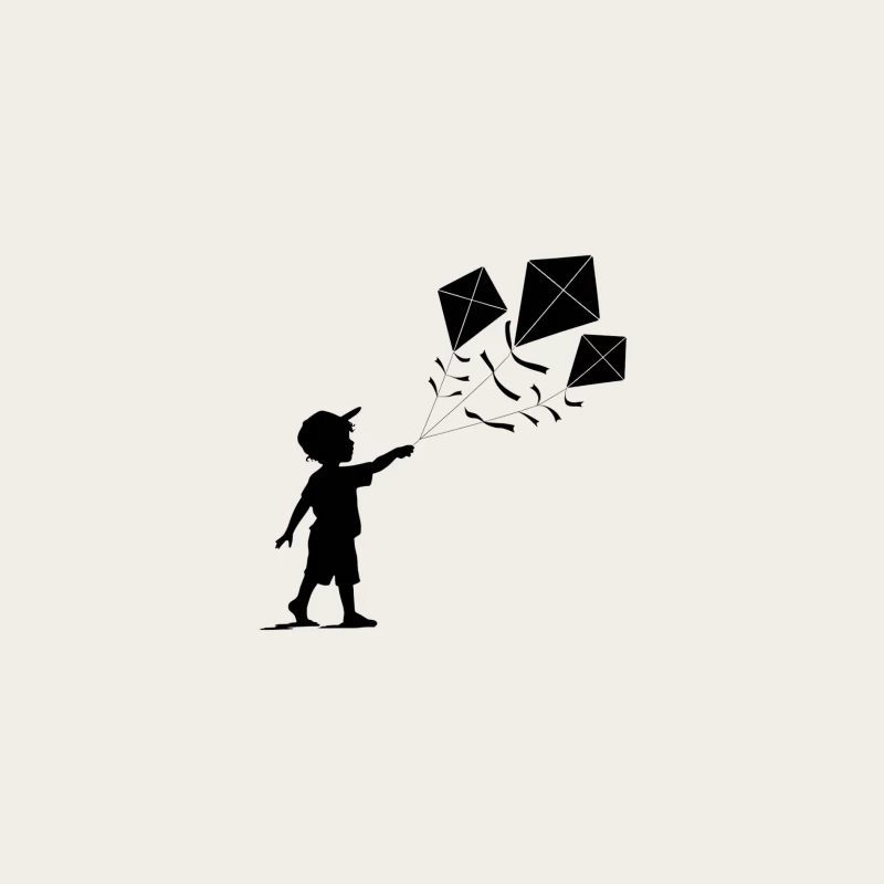 Child Flying Kites: A Silhouette of Childhood Joy Bucket Hat