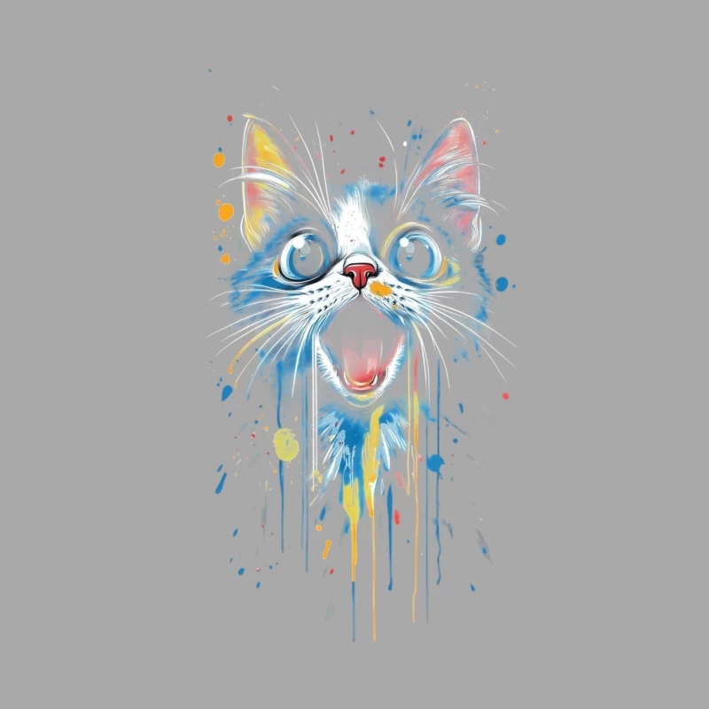 Colorful Cat Artwork Male Pullover Hoodie