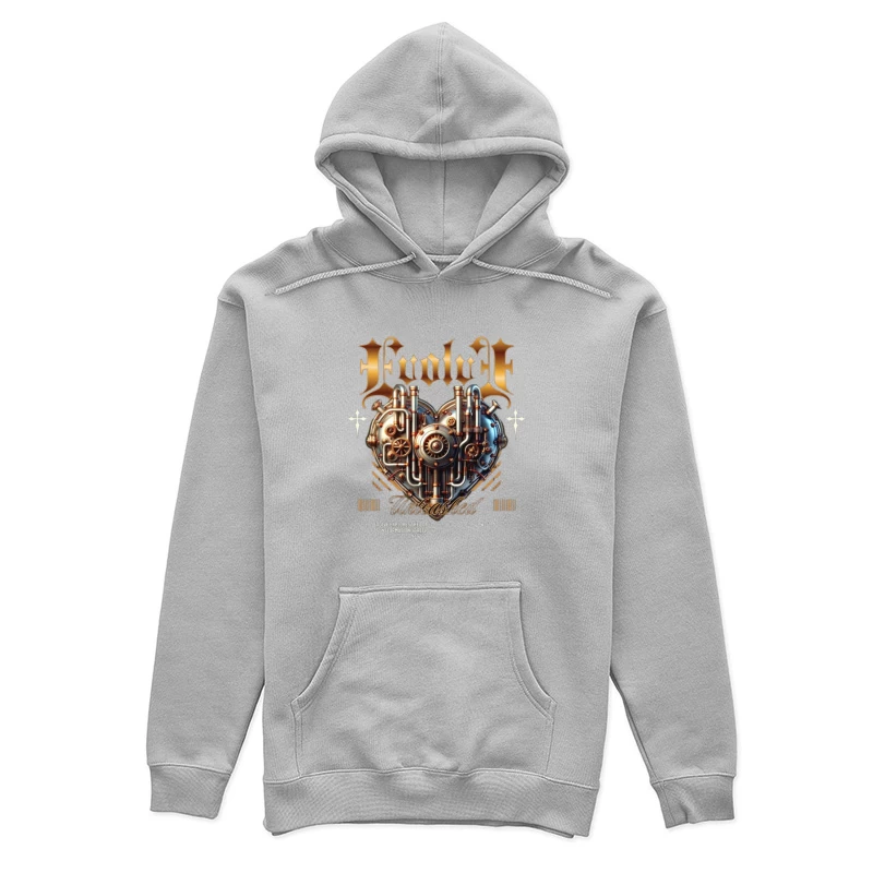 Steampunk Mechanical Heart with Gold Typography Design Female Pullover Hoodie