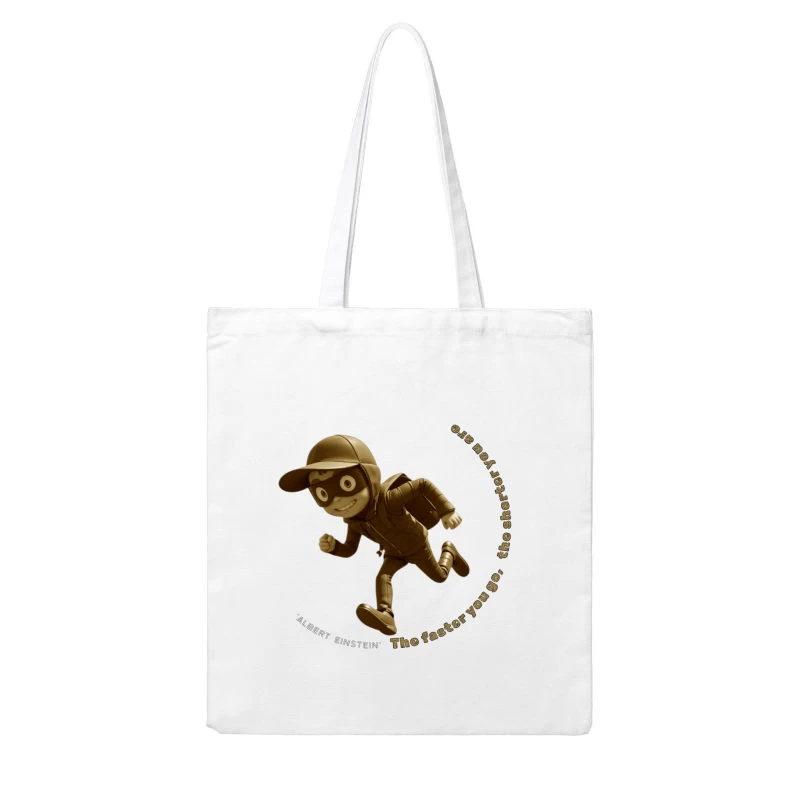 Vintage-Style Cartoon Runner with Mysterious Mask Cotton Tote Bag