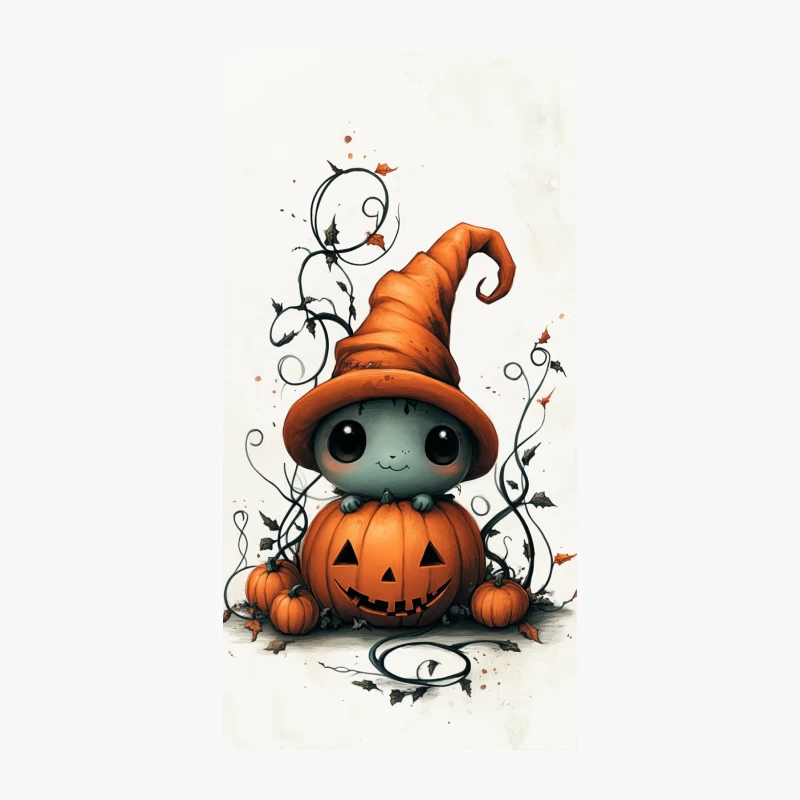 Whimsical Halloween Pumpkin Character with Witch Hat iPhone Case