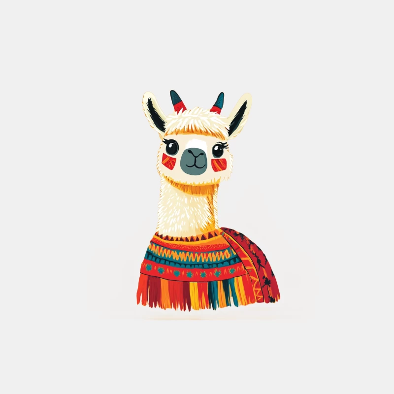 Cute Cartoon Llama in Colorful Peruvian Attire Male Tank Top