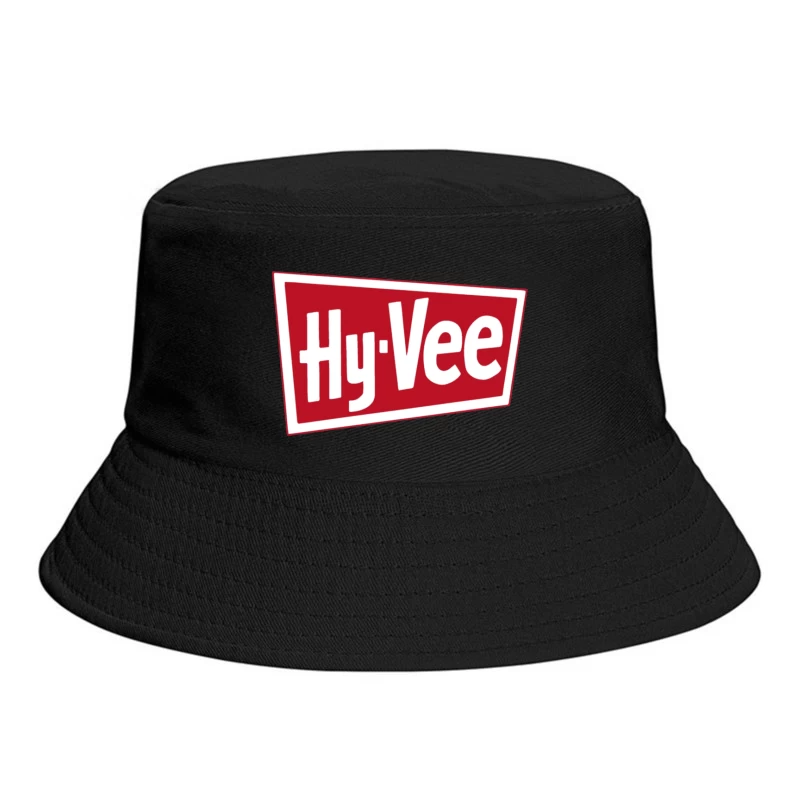 Hy-Vee Supermarket Chain Logo in Red and White Bucket Hat