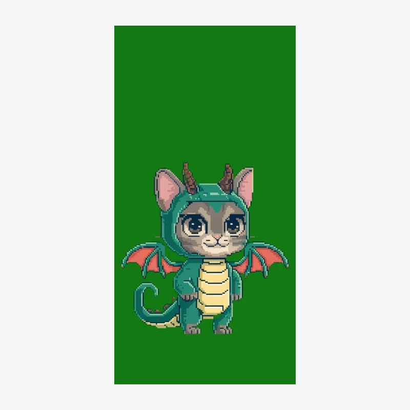 Cute Pixel Art Cat in Dragon Costume: Fantasy Gaming Character Design iPhone Case