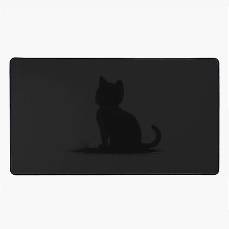 Minimalist Black Cat Silhouette Art Desk Mat