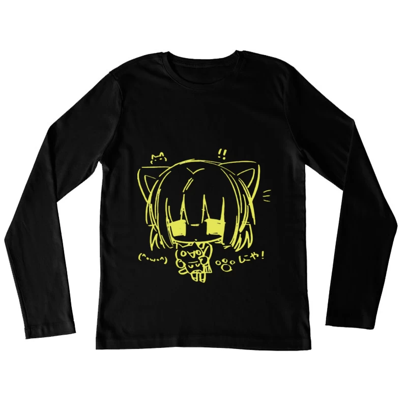 Kawaii Katze Chibi Skizze Damen Langarm T-Shirt