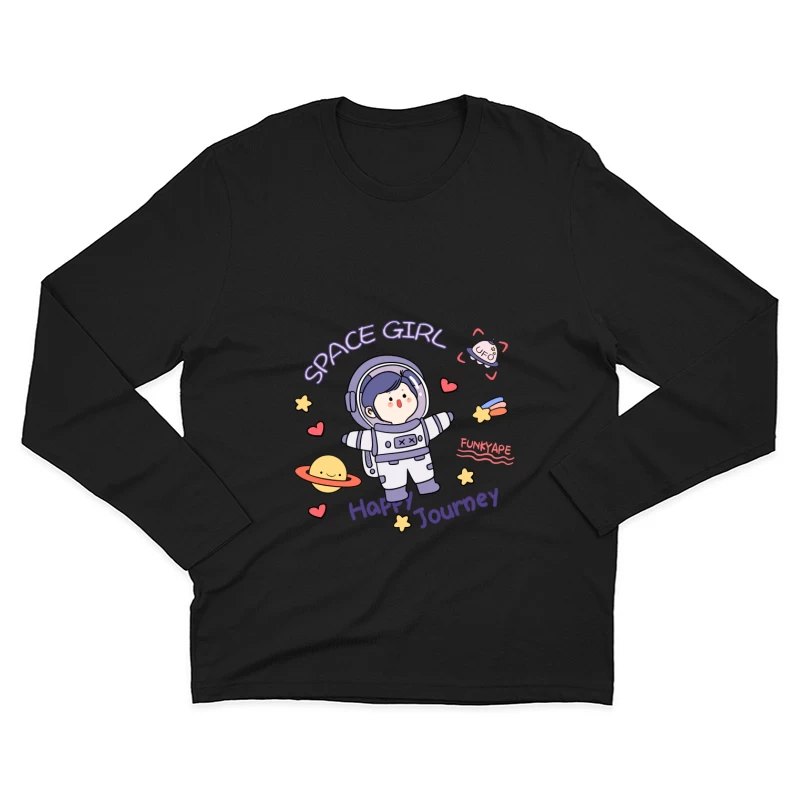 Weltraum-Mädchen auf fröhlicher Reise Herren Langarm T-Shirt