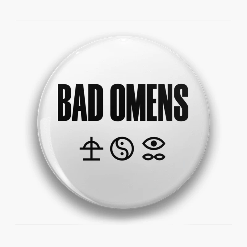 Bad Omens Band Logo with Mystical Symbols in Black and White Pin