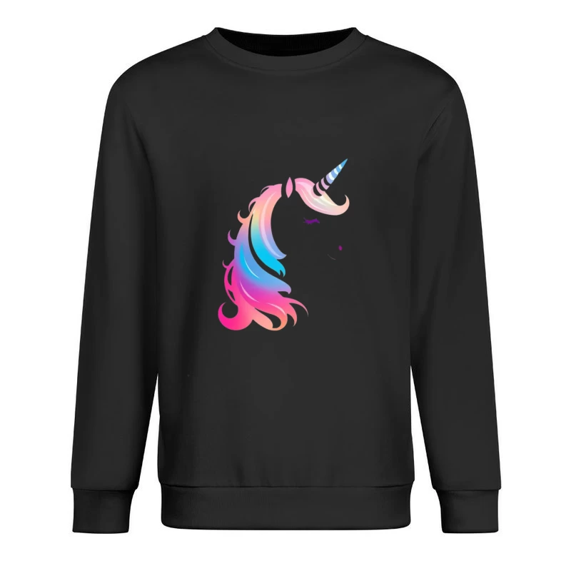 Rainbow Pastel Unicorn Silhouette Male Pullover Sweatshirt