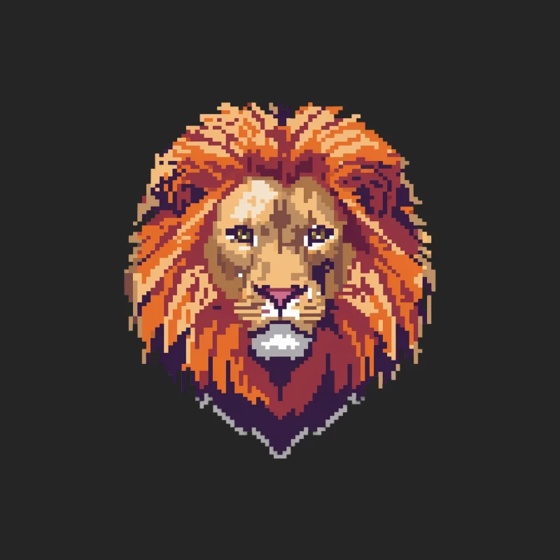 Pixelated Lion Portrait: Retro Gaming-Inspired Digital Art Female Pullover Sweatshirt