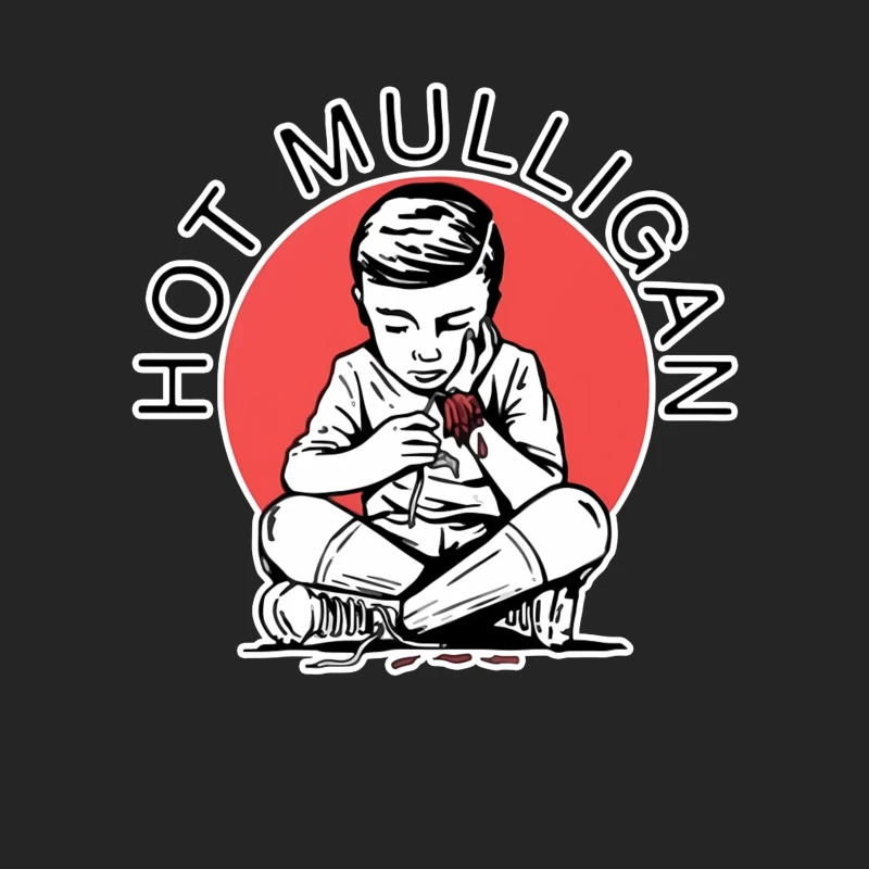 Hot Mulligan Band Logo with Retro Illustration Male Pullover Sweatshirt