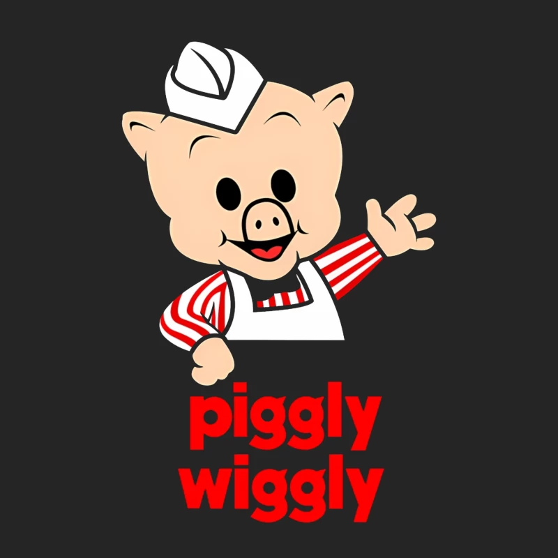 Piggly Wiggly Grocery Store Cartoon Pig Mascot Logo Male Pullover Sweatshirt