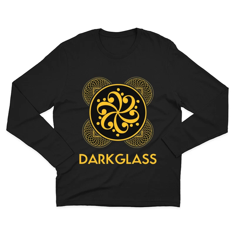 Black and Gold Ornamental Spiral Logo with Darkglass Text Male Long Sleeve T-Shirt