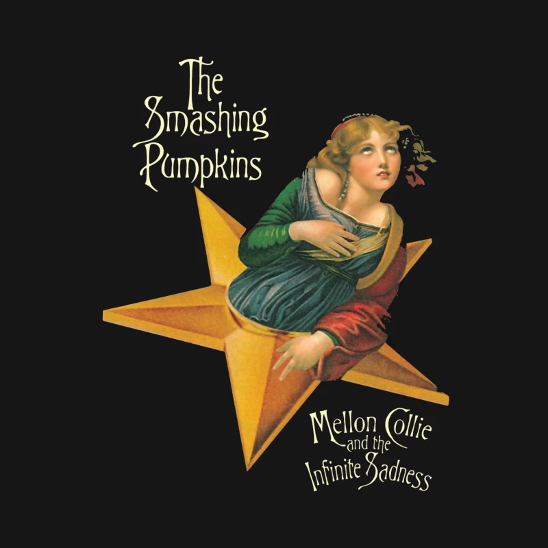 The Smashing Pumpkins' Mellon Collie Album Cover Featuring Classical Art on Golden Star Male T-Shirt