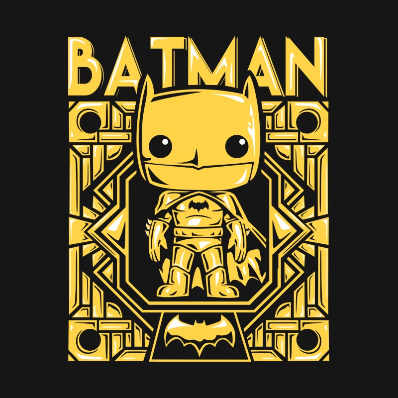 Funko Pop Batman Character Design in Yellow Male T-Shirt