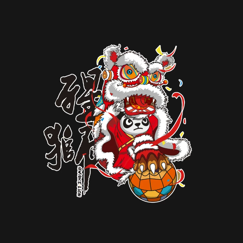 Panda-Löwentanz mit Fußball Herren T-Shirt
