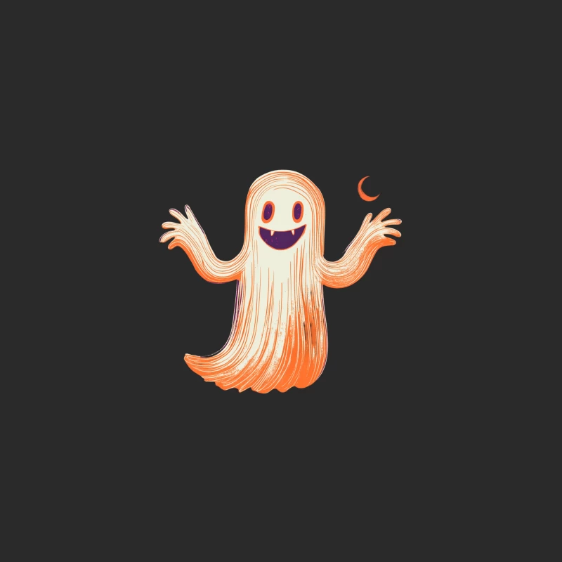 Cute Cartoon Halloween Ghost with Orange Glow Baseball Cap