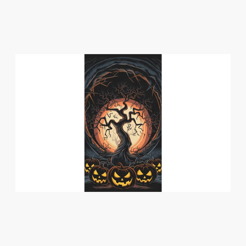 Spooky Halloween Night with Twisted Tree and Glowing Pumpkins Travel Mug