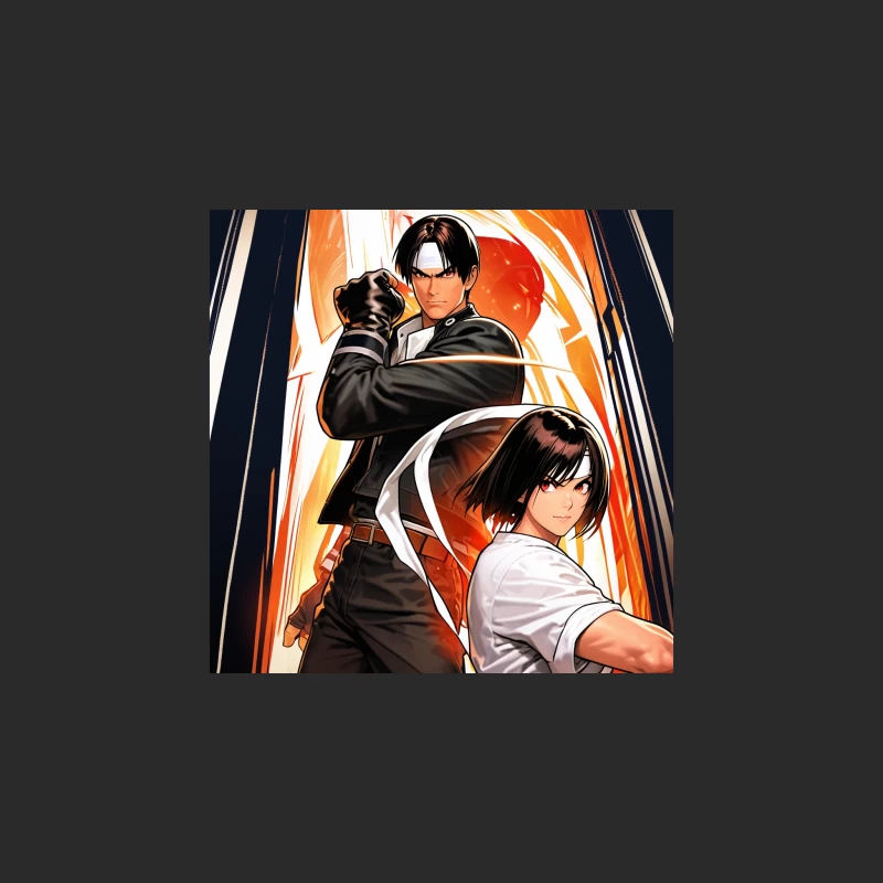 Dynamic Duo: Stylized Anime Fighting Game Characters in Action Poses Baseball Cap