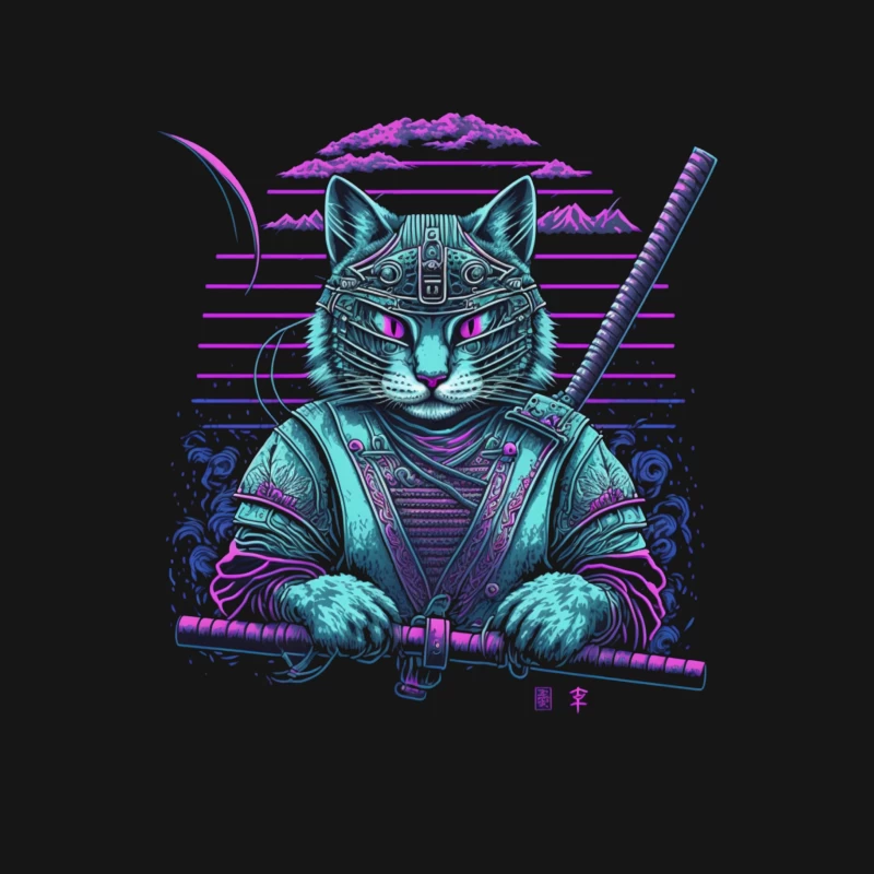 Cat samurai art fantasy Male T-Shirt