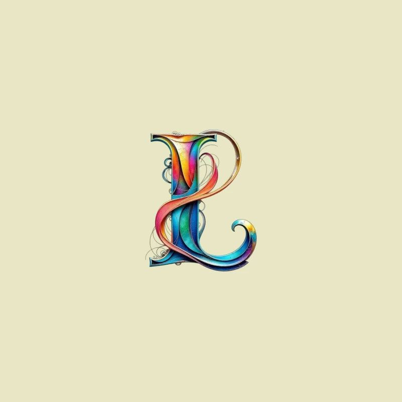 Ornate Rainbow Letter P with Decorative Swirls Coffee Mug