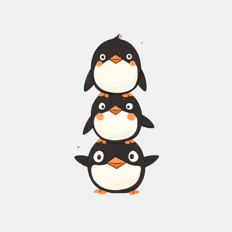 Cute Stacked Cartoon Penguins Illustration Male Tank Top