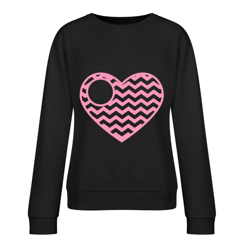 Motif de coeur rose avec zigzags Femme Sweat-shirt à enfiler
