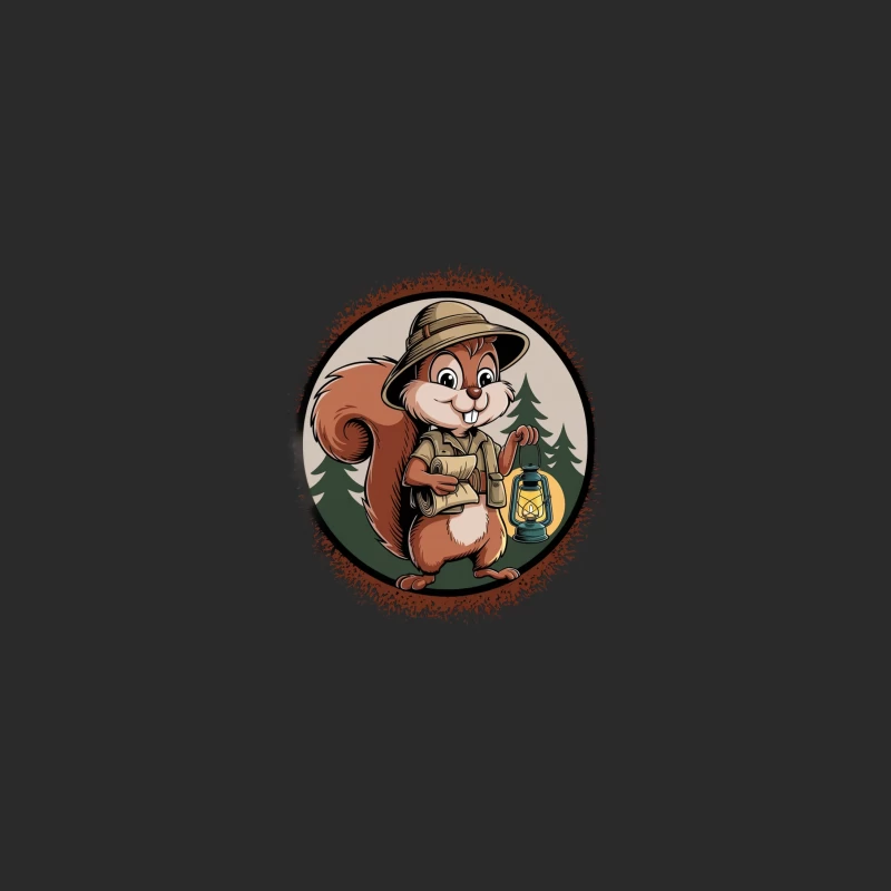 Cartoon Forest Ranger Squirrel with Camping Lantern Baseball Cap