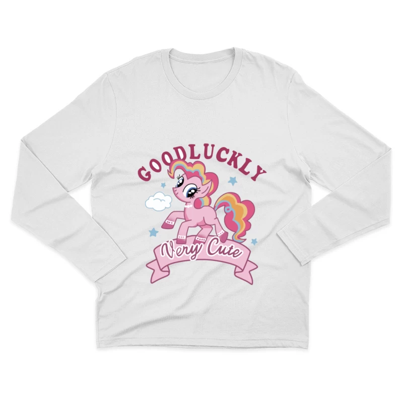Sehr niedliches rosa Pony mit Regenbogenmähne Herren Langarm T-Shirt