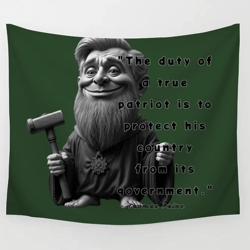 Political Gnome Meme with Thomas Paine Quote Tapestry