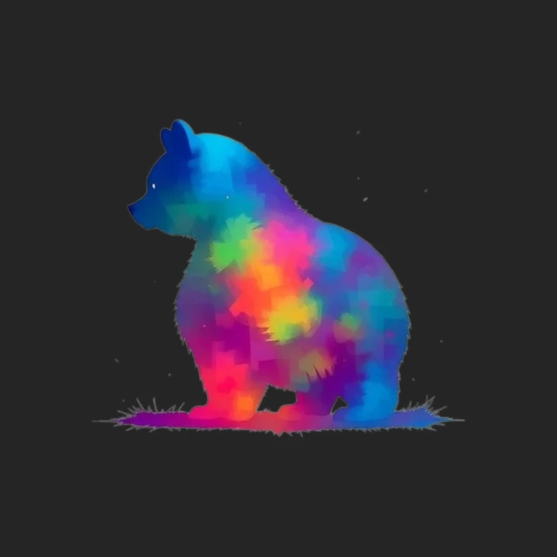 Rainbow Watercolor Bear Silhouette Art Male Pullover Sweatshirt