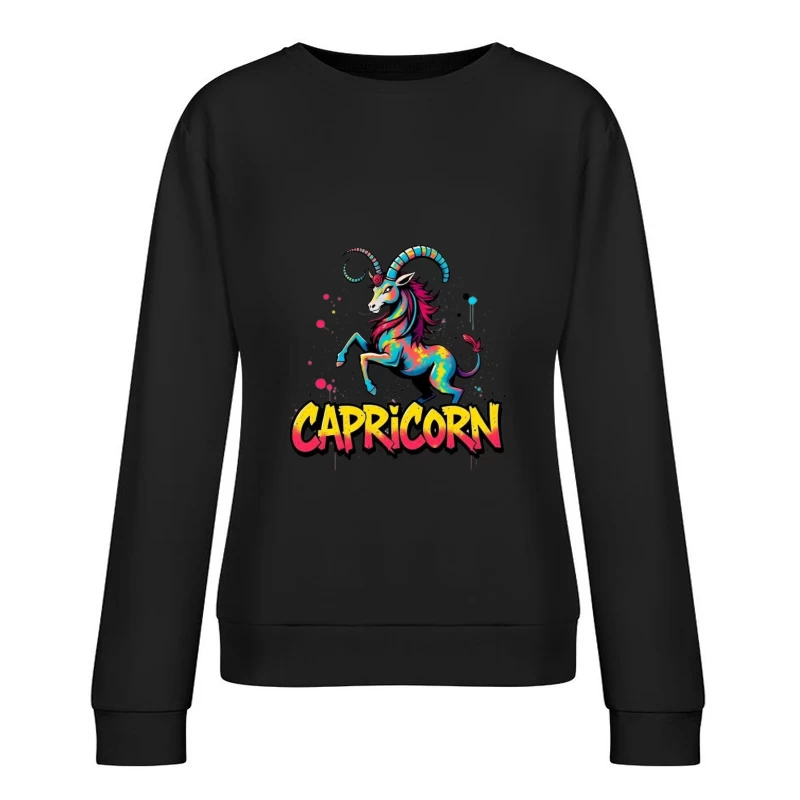 Vibrant Capricorn Zodiac Art Female Pullover Sweatshirt