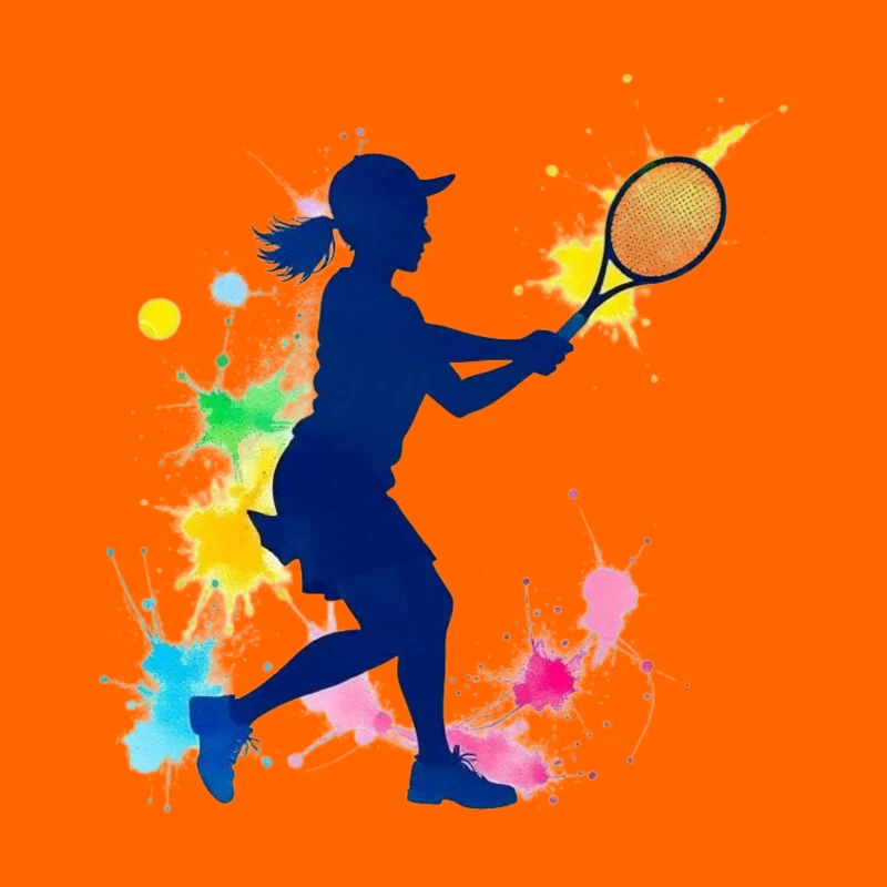 Silhouette of a Female Tennis Player Throw Pillow