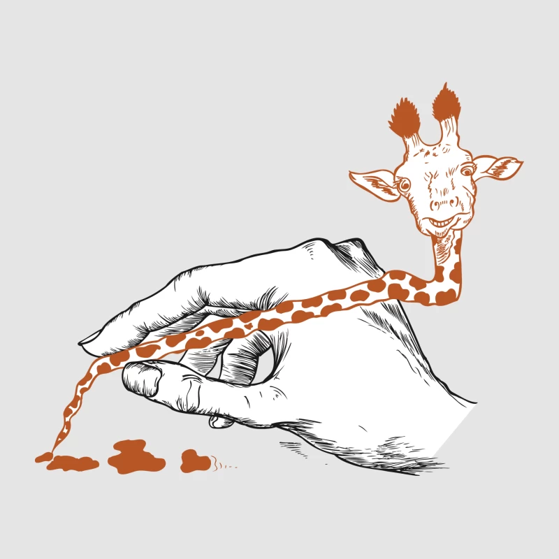Illustration créative d'une main et d'une girafe Homme Sweat à capuche