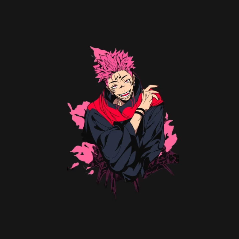 Anime-Charakter mit pinken Haaren und schwarzem Outfit Herren T-Shirt