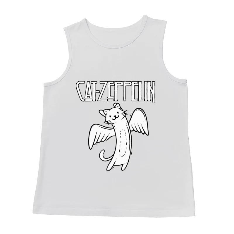 Flying Cat Zeppelin Logo - Musical Band Cartoon Male Tank Top