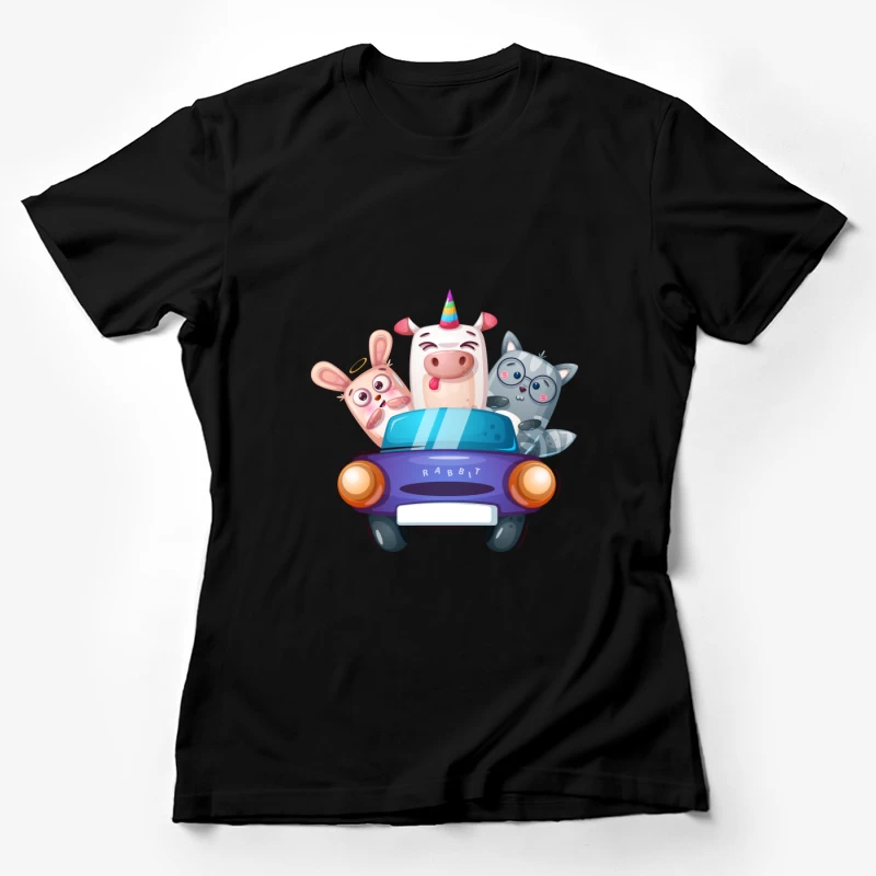 Animaux mignons dans la voiture Femme T-Shirt