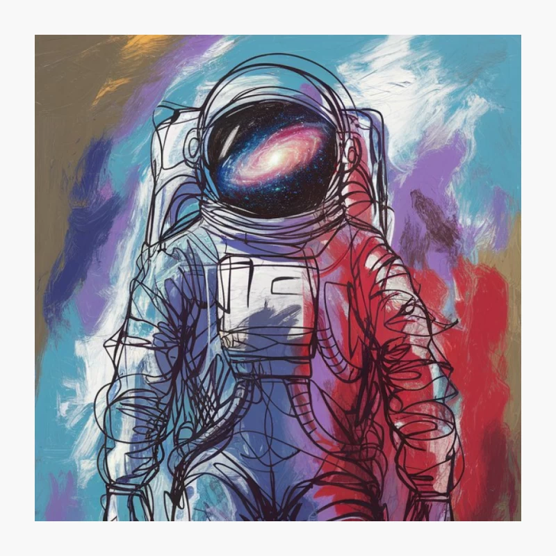 Vibrant Abstract Astronaut: A Modern Space Art Painting Pin