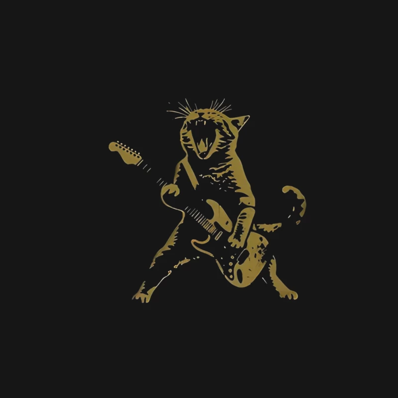 Rocking Cat with Electric Guitar Male Long Sleeve T-Shirt
