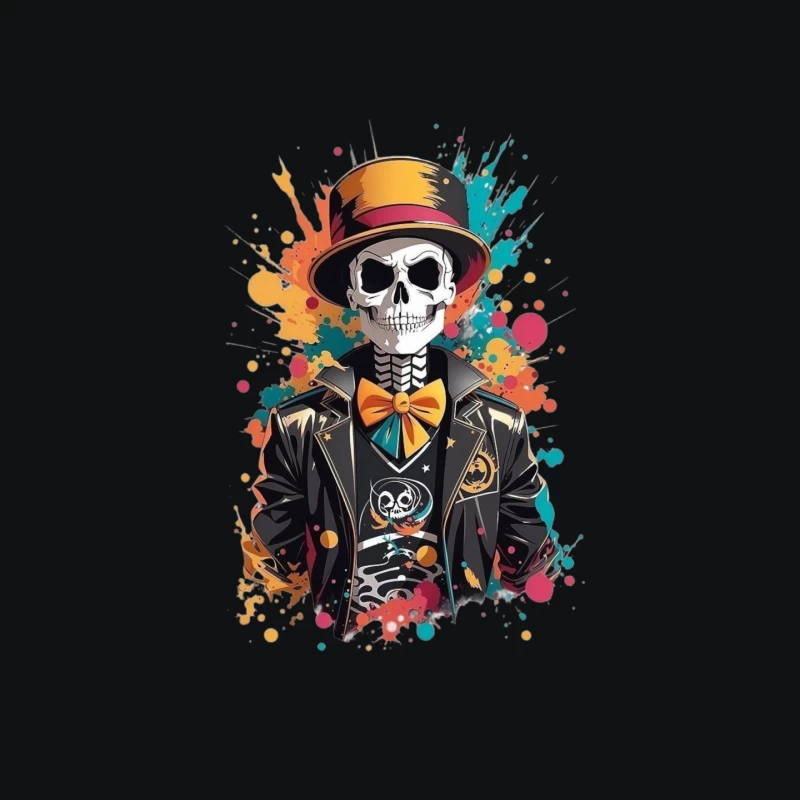 Colorful Skeleton in a Top Hat Mouse Pad